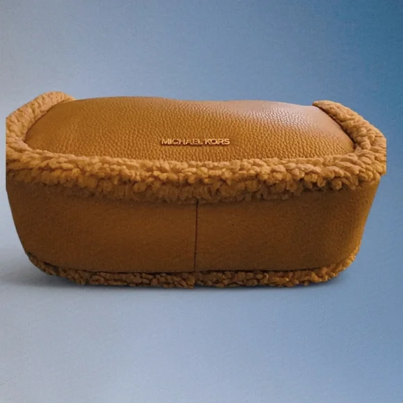 Michael Kors Carmela CrossBody Bag Chain Leather Shearling Faux Fur Trim NWT - Picture 9 of 15